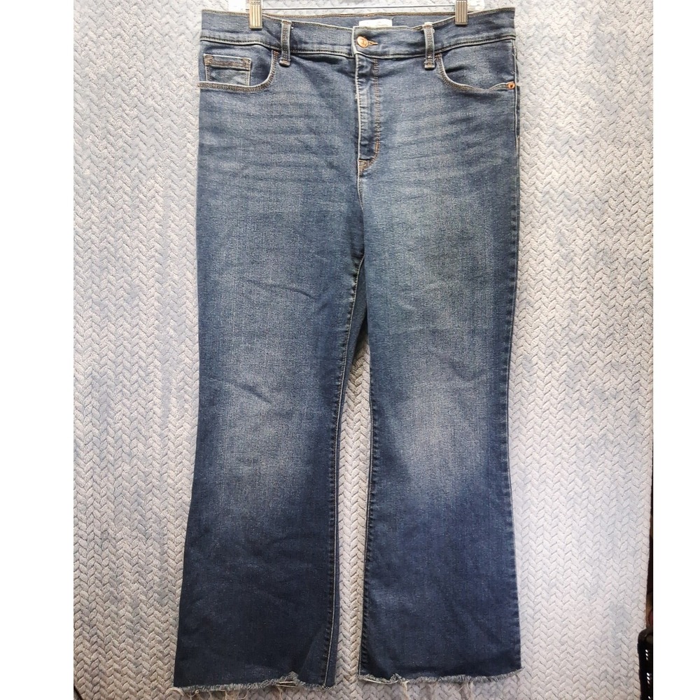 Jessica Simpson Womens High Rise Flare Jeans Medium Wash‎ Raw Hem Size 14